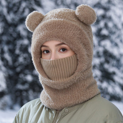 Bonnet d'hiver 3-en-1 pour ours avec écharpe et masque