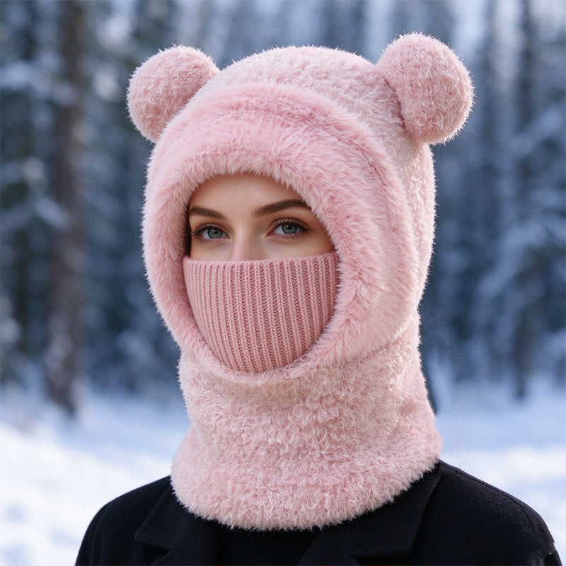 Bonnet d'hiver 3-en-1 pour ours avec écharpe et masque