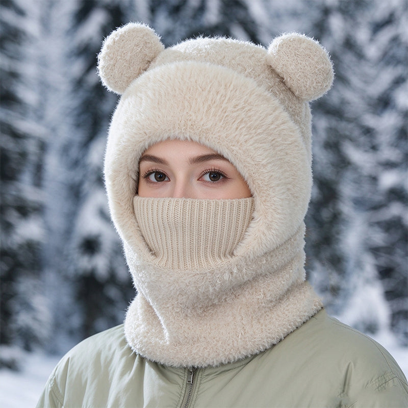 Bonnet d'hiver 3-en-1 pour ours avec écharpe et masque