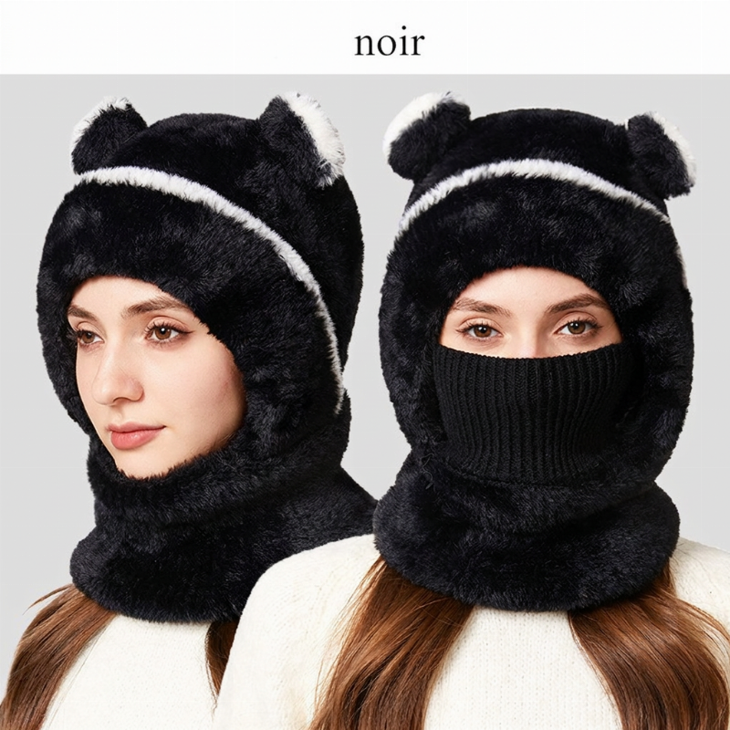 Bonnet d'hiver 3-en-1 pour ours avec écharpe et masque