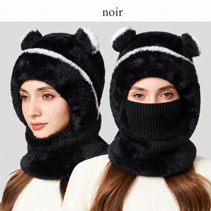 Bonnet d'hiver 3-en-1 pour ours avec écharpe et masque