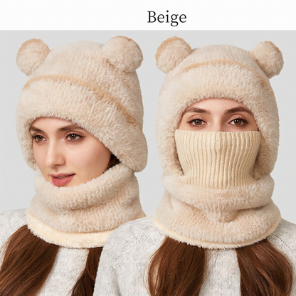 Bonnet d'hiver 3-en-1 pour ours avec écharpe et masque