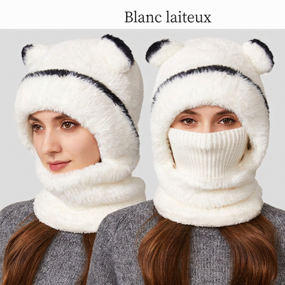 Bonnet d'hiver 3-en-1 pour ours avec écharpe et masque