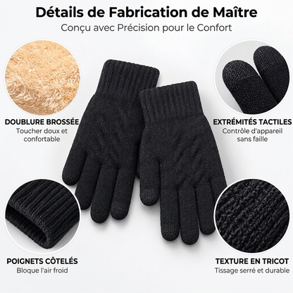 Gants en tricot chauds pour écran tactile, adaptés aux deux sexes pour l'hiver