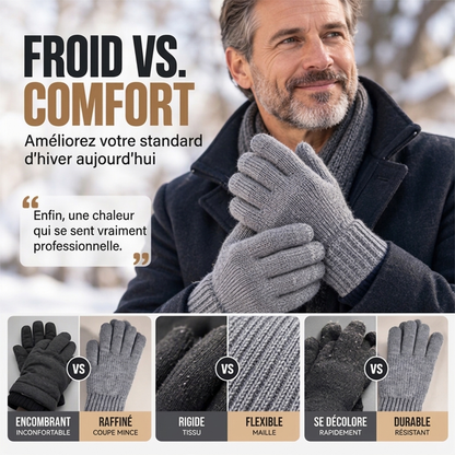 Gants en tricot chauds pour écran tactile, adaptés aux deux sexes pour l'hiver