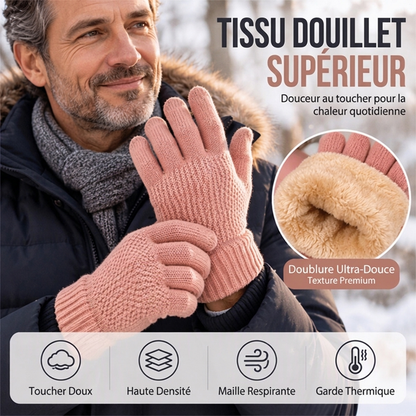 Gants en tricot chauds pour écran tactile, adaptés aux deux sexes pour l'hiver