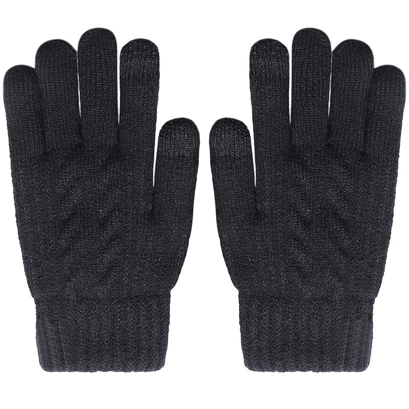 Gants en tricot chauds pour écran tactile, adaptés aux deux sexes pour l'hiver