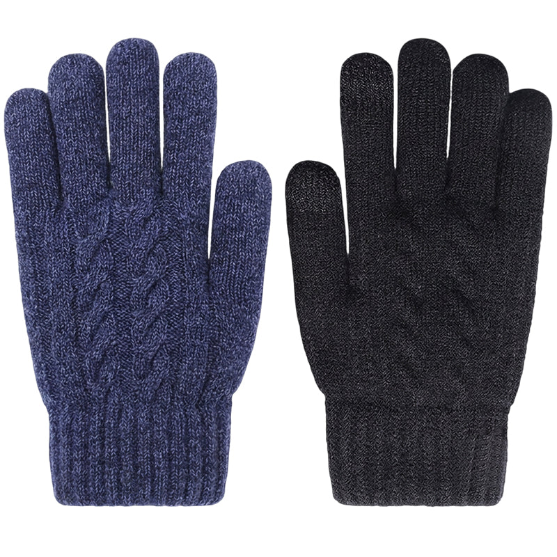 Gants en tricot chauds pour écran tactile, adaptés aux deux sexes pour l'hiver
