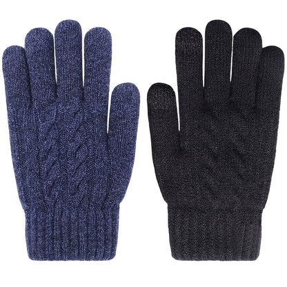 Gants en tricot chauds pour écran tactile, adaptés aux deux sexes pour l'hiver