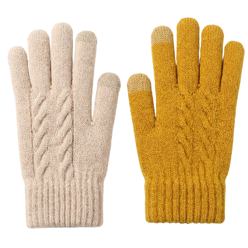 Gants en tricot chauds pour écran tactile, adaptés aux deux sexes pour l'hiver