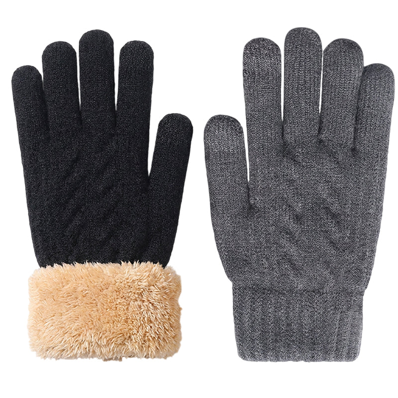Gants en tricot chauds pour écran tactile, adaptés aux deux sexes pour l'hiver