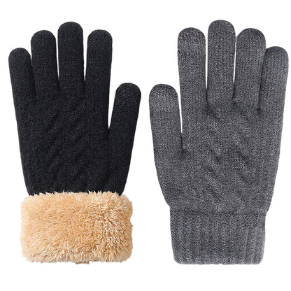 Gants en tricot chauds pour écran tactile, adaptés aux deux sexes pour l'hiver