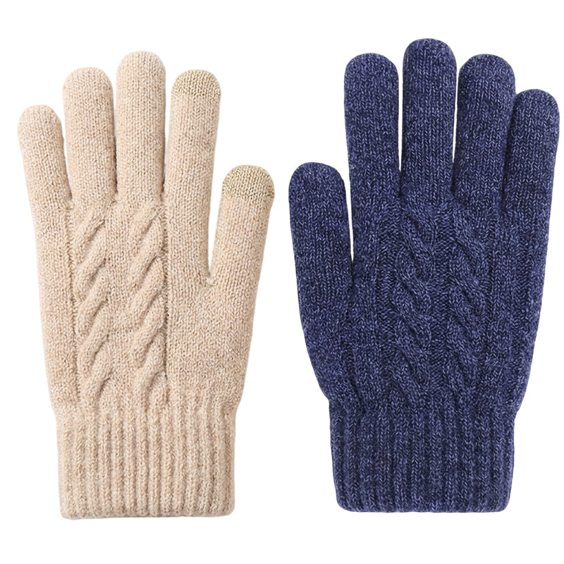 Gants en tricot chauds pour écran tactile, adaptés aux deux sexes pour l'hiver