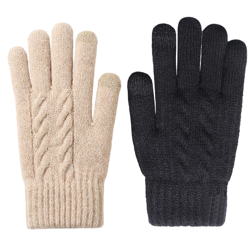 Gants en tricot chauds pour écran tactile, adaptés aux deux sexes pour l'hiver