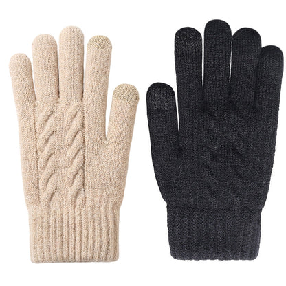 Gants en tricot chauds pour écran tactile, adaptés aux deux sexes pour l'hiver