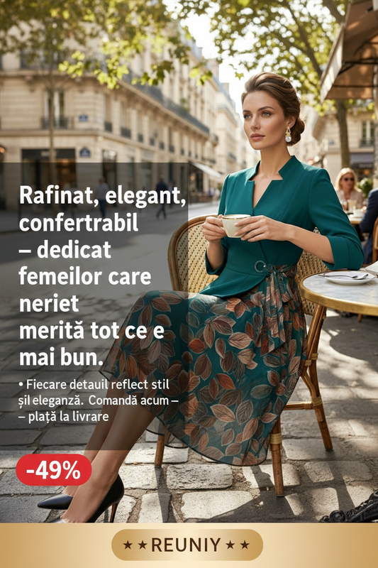 Teal Leaf Print Two-Piece Ad v2